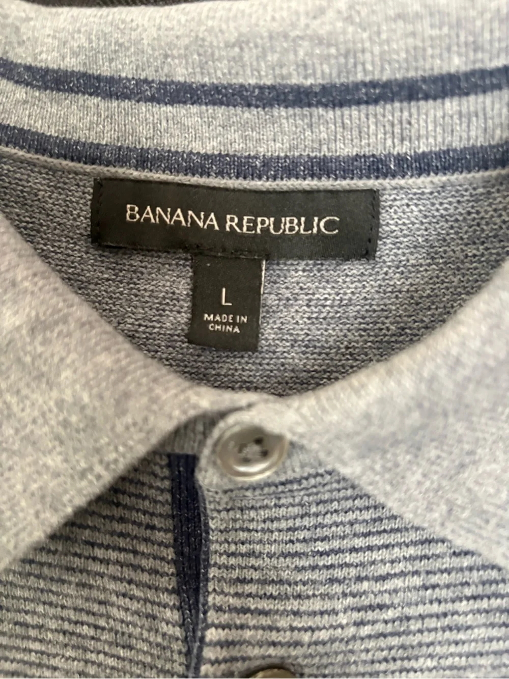 Banana Republic Men's Heathered Light Blue Polo
